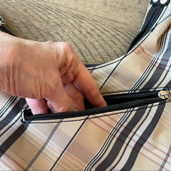 Black and Tan Plaid Boho Bag- Small - Picture 5 of 6